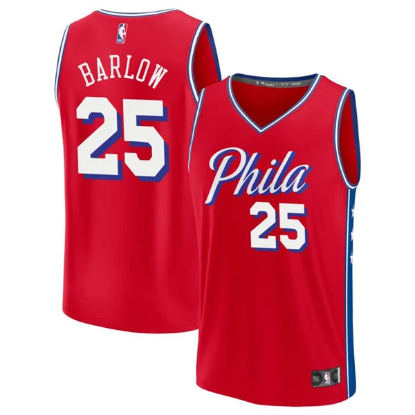 Mens Philadelphia 76ers #25 Dominick Barlow Red Statement Edition Swingman Jersey