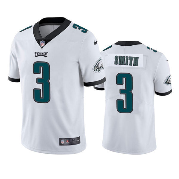Mens Philadelphia Eagles #3 Nolan Smith Jr Nike White Vapor Limited Player Jersey