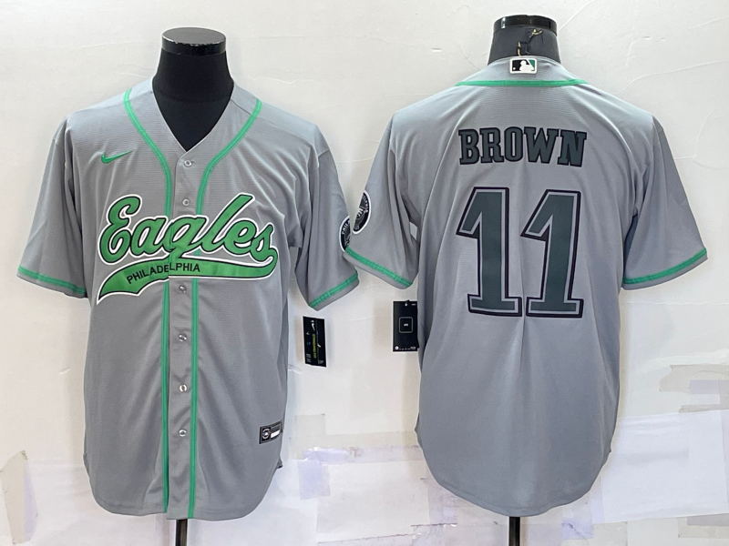 Men’s Philadelphia Eagles A.J. Brown #11 Gray Jersey Joint Edition