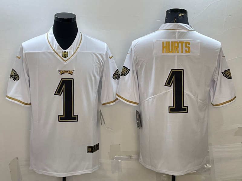 Men’s Philadelphia Eagles Jalen Hurts #1 White Jersey