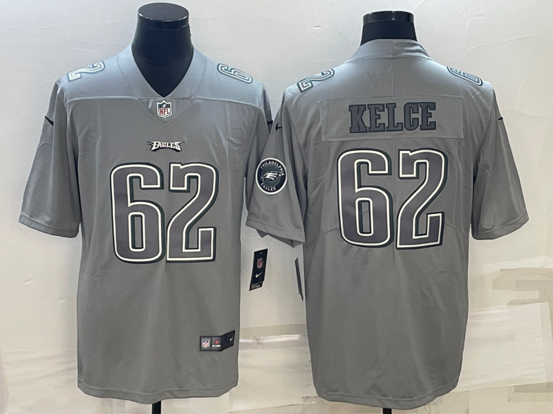 Men’s Philadelphia Eagles Jason Kelce #62 Gray Atmosphere Jersey