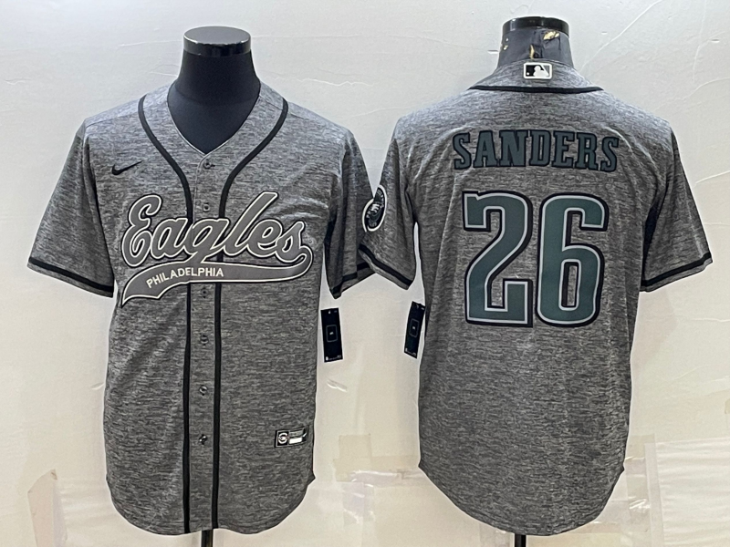 Men’s Philadelphia Eagles Miles Sanders #26 Gray Jersey Joint Edition