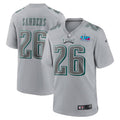 Men’s Philadelphia Eagles Miles Sanders #26 Gray Super Bowl LVII Patch Atmosphere Jersey