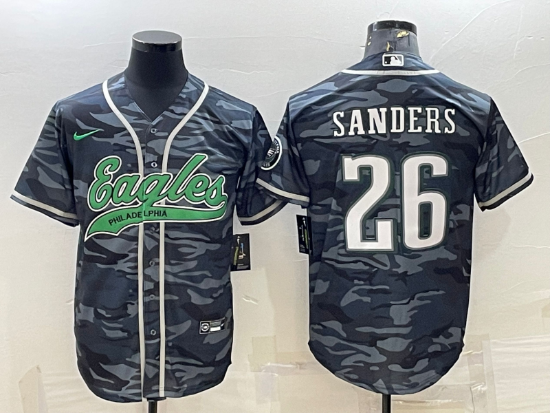 Men’s Philadelphia Eagles Miles Sanders #26 Grey Camouflage Jersey Joint Edition