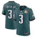 Men’s Philadelphia Eagles Nolan Smith #3 Midnight Green Super Bowl LIX Jersey