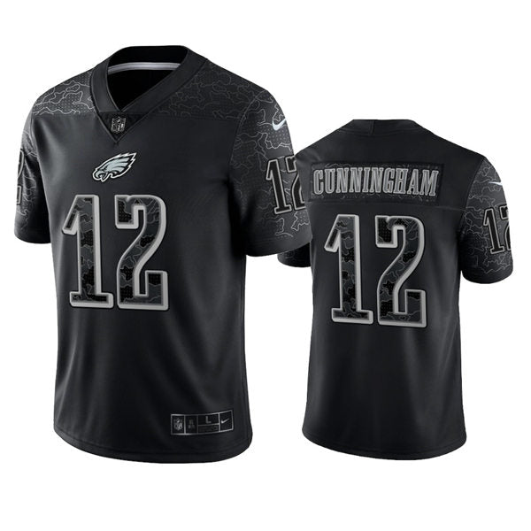 Mens Philadelphia Eagles Retired Player #12 Randall Cunningham Black Rflctv Limited Jersey