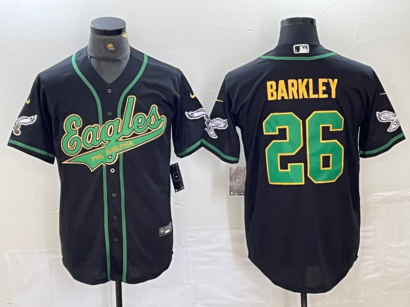 Men’s Philadelphia Eagles Saquon Barkley #26 Black Jersey Joint Edition