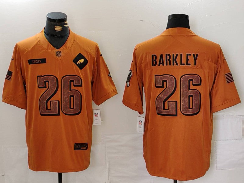 Men’s Philadelphia Eagles Saquon Barkley #26 Brown 2023 Salute To Service Limited Jersey