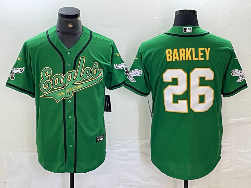 Men’s Philadelphia Eagles Saquon Barkley #26 Kelly Green Jersey Joint Edition