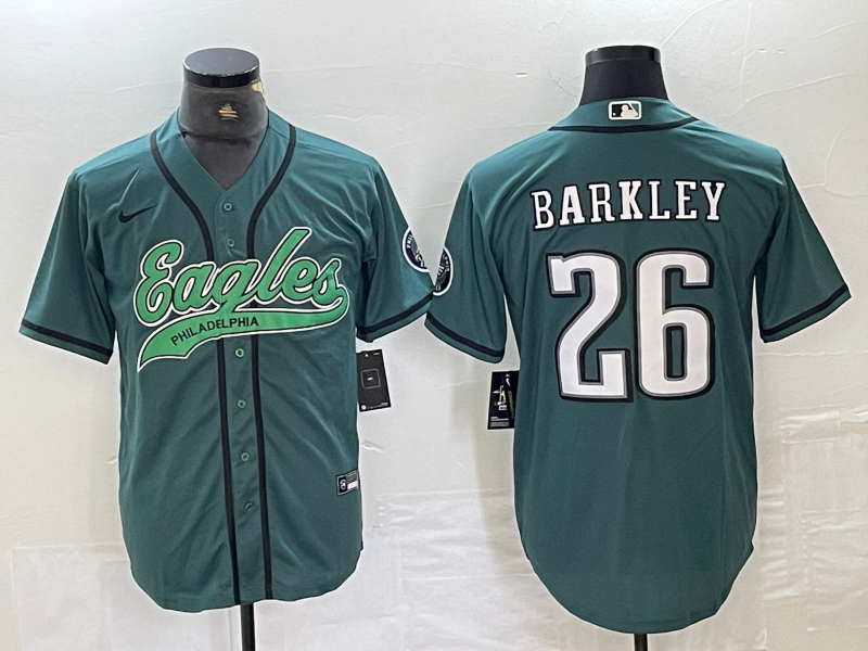 Men’s Philadelphia Eagles Saquon Barkley #26 Midnight Green Jersey Joint Edition