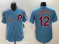 Men’s Philadelphia Phillies Kyle Schwarber #12 Light Blue Cooperstown Collection Authentic Jersey