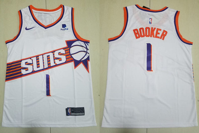 Mens Phoenix Suns #1 Devin Booker 2023-24 White Association Edition Jersey