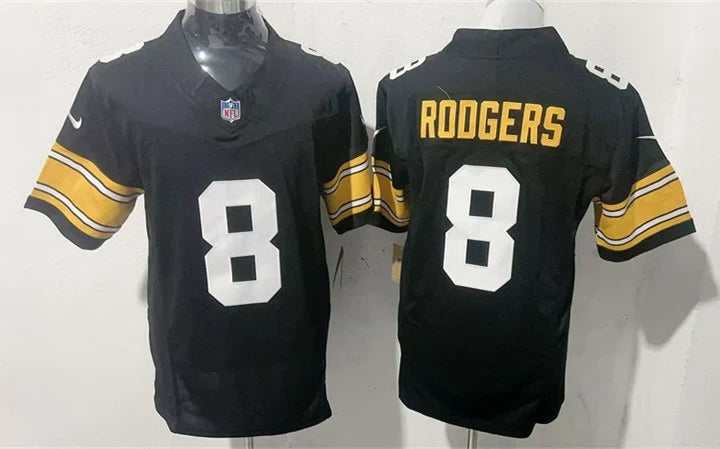 Men’s Pittsburgh Steelers #8 Aaron Rodgers Nike Black Big Number Alternate Vapor F.U.S.E. Limited Jersey