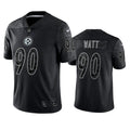 Men’s Pittsburgh Steelers #90 T.J. Watt Black Reflective Limited Jersey