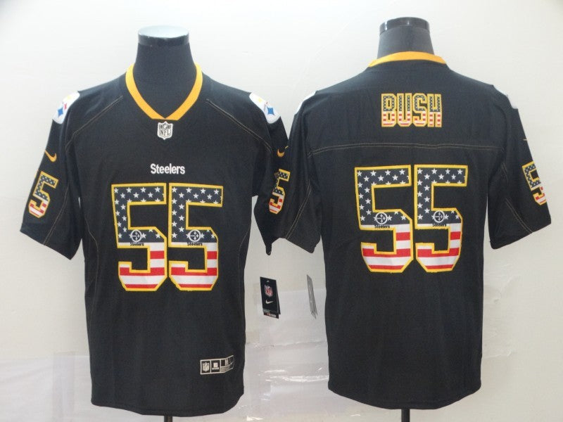 Men’s Pittsburgh Steelers Devon Bush Jr. #55 Black Team Jersey