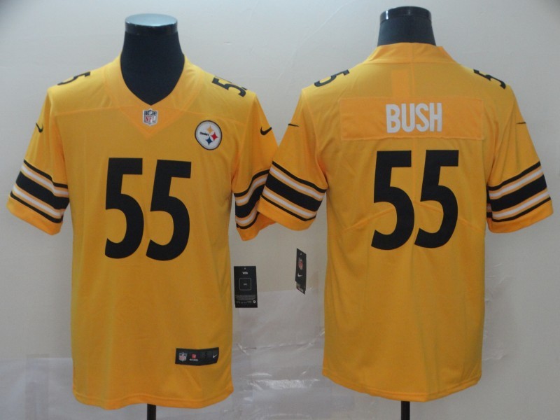 Men’s Pittsburgh Steelers Devon Bush Jr. #55 Gold Inverted Team Jersey