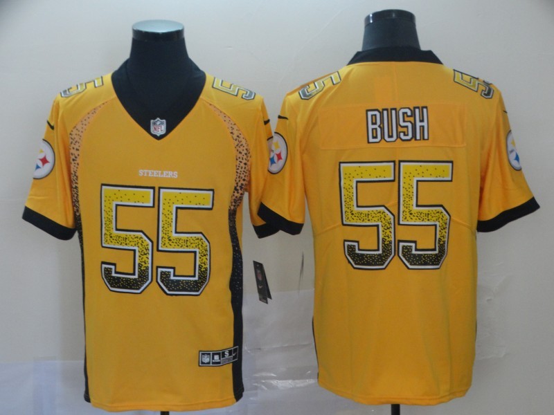Men’s Pittsburgh Steelers Devon Bush Jr. #55 Gold Jersey