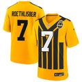 Mens Pittsburgh Steelers Retired Player #7 Ben Roethlisberger Nike Gold Alternate 1933 Throwback Game Jersey