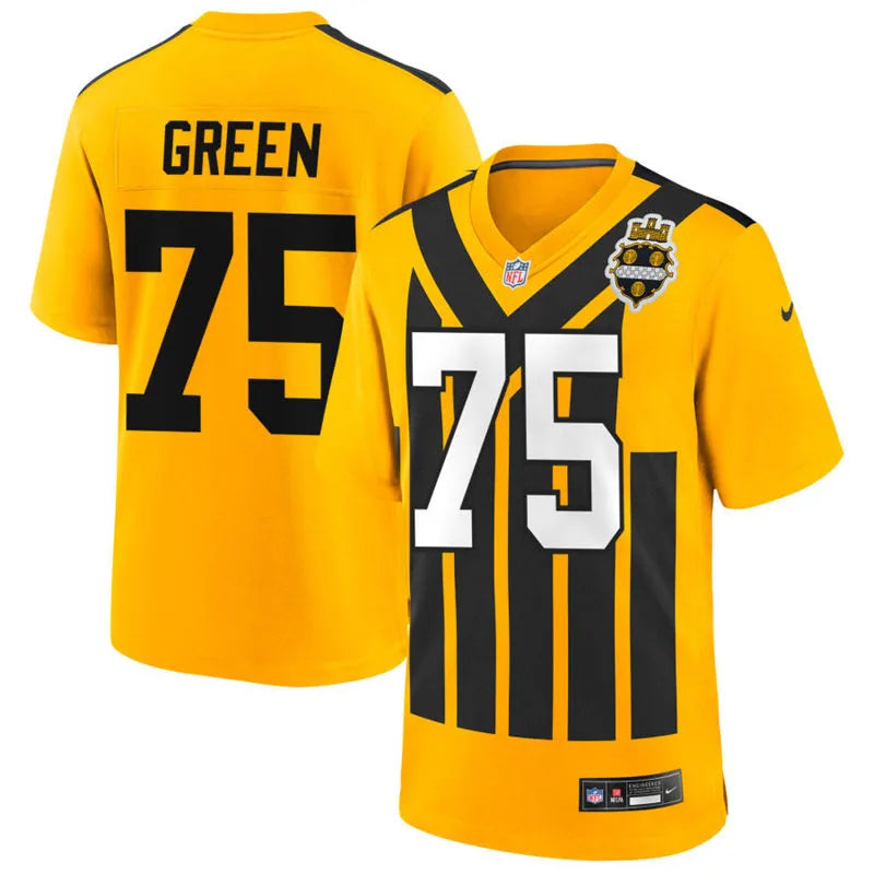 Mens Pittsburgh Steelers Retired Player #75 Joe Green Nike Gold Alternate 1933 Throwback Game Jersey