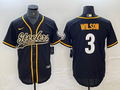 Men’s Pittsburgh Steelers Russell Wilson #3 Black Jersey Joint Edition