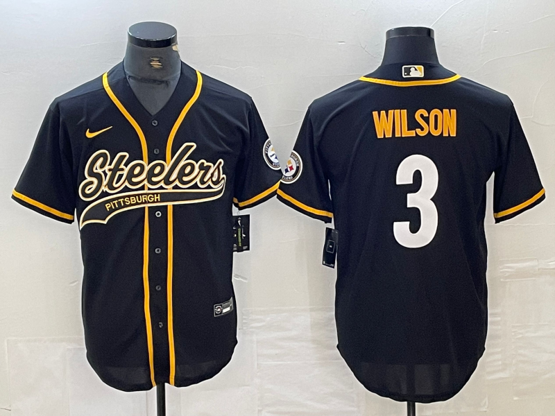 Men’s Pittsburgh Steelers Russell Wilson #3 Black Jersey Joint Edition