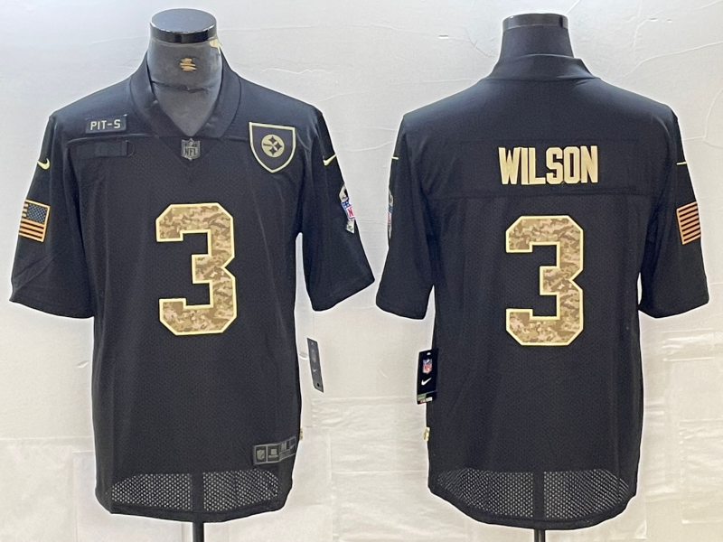 Men’s Pittsburgh Steelers Russell Wilson #3 Black Team Jersey
