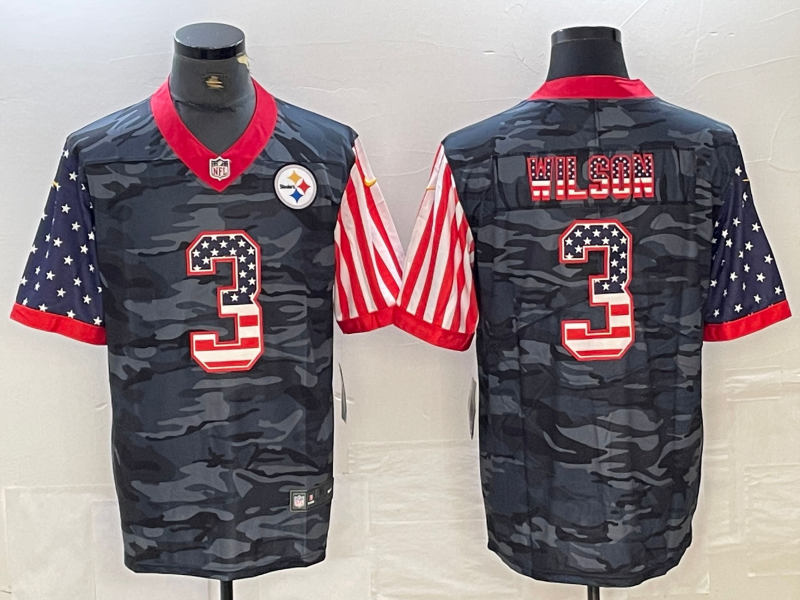 Men’s Pittsburgh Steelers Russell Wilson #3 Grey Camouflage Jersey