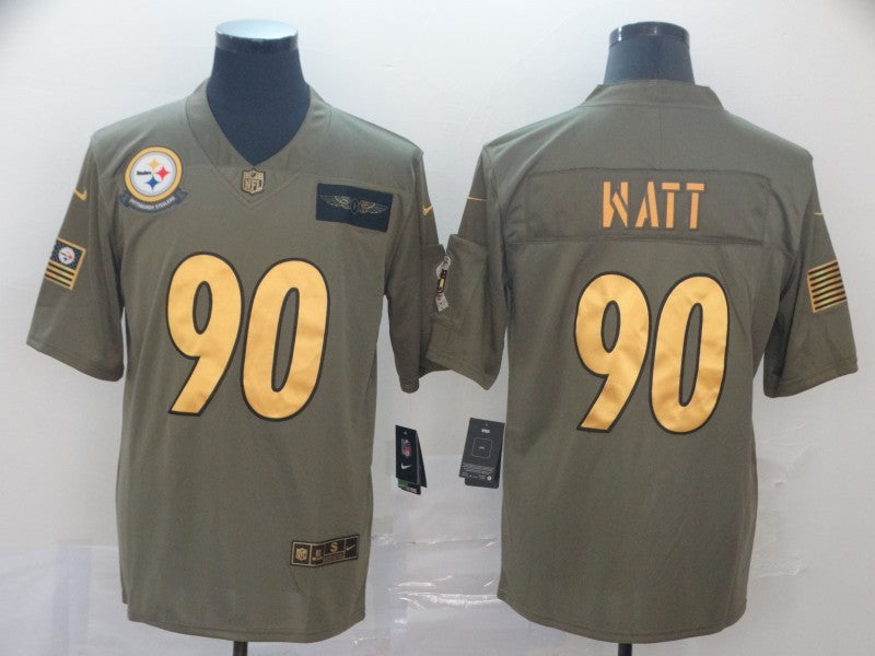Men’s Pittsburgh Steelers T.J. Watt #90 Brown Alternate Jersey