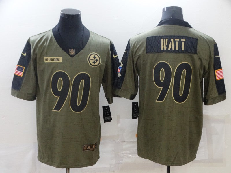 Men’s Pittsburgh Steelers T.J. Watt #90 Brown Jersey