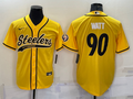Men’s Pittsburgh Steelers T.J. Watt #90 Yellow Jersey Joint edition