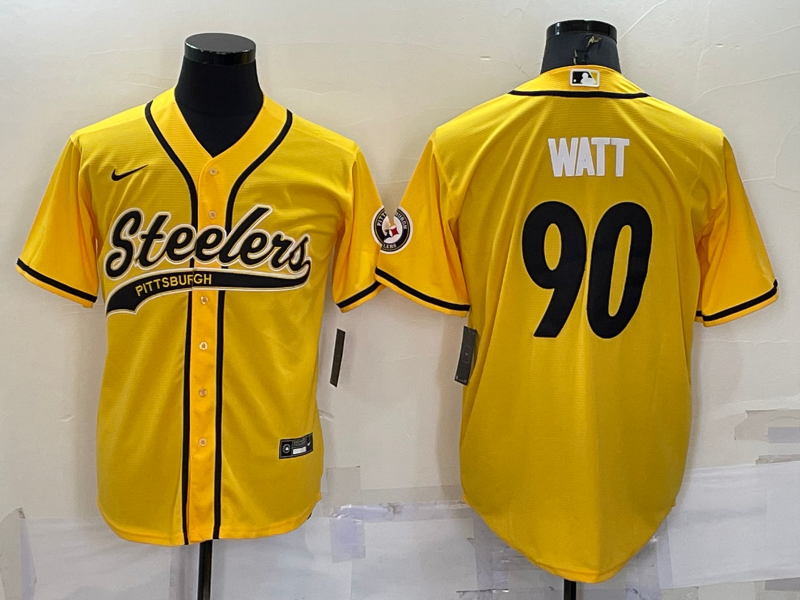 Men’s Pittsburgh Steelers T.J. Watt #90 Yellow Jersey Joint edition