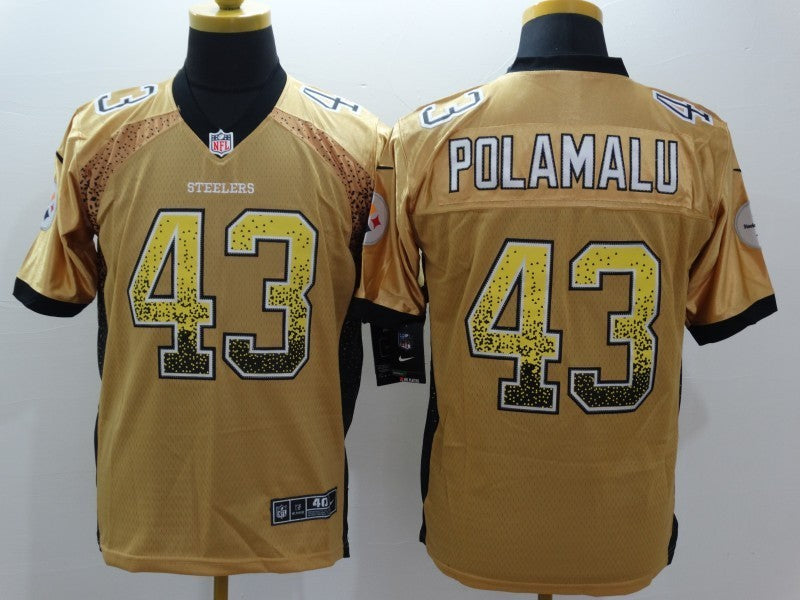 Men’s Pittsburgh Steelers Troy Polamalu #43 Gold Jersey