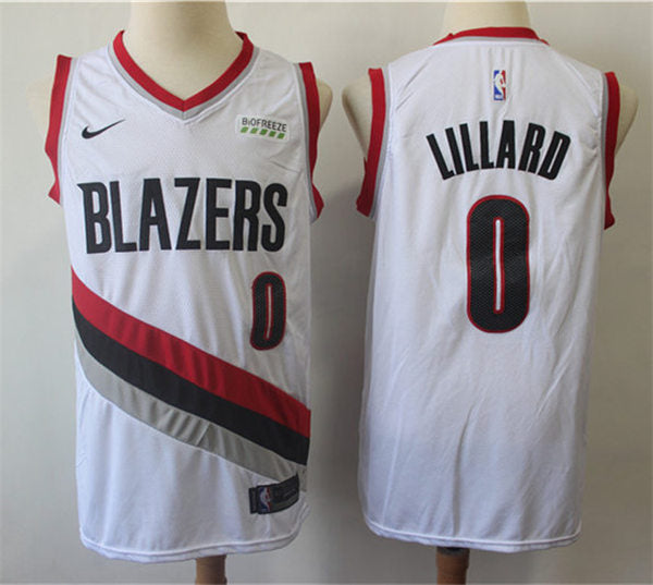 Mens Portland Trail Blazers #0 Damian Lillard Nike White Stitched NBA Association Edition Jersey