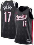 Mens Portland Trail Blazers #17 Shaedon Sharpe Black 2024-25 City Edition Swingman Jersey