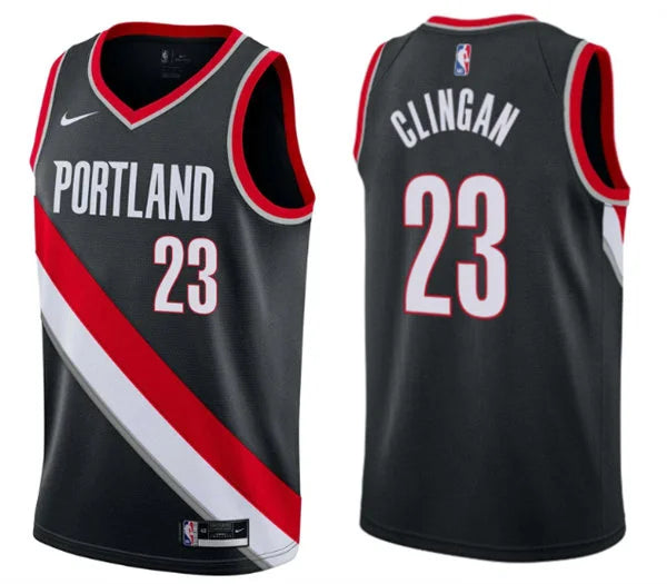 Mens Portland Trail Blazers #23 Donovan Clingan Black Icon Edition Swingman Jersey