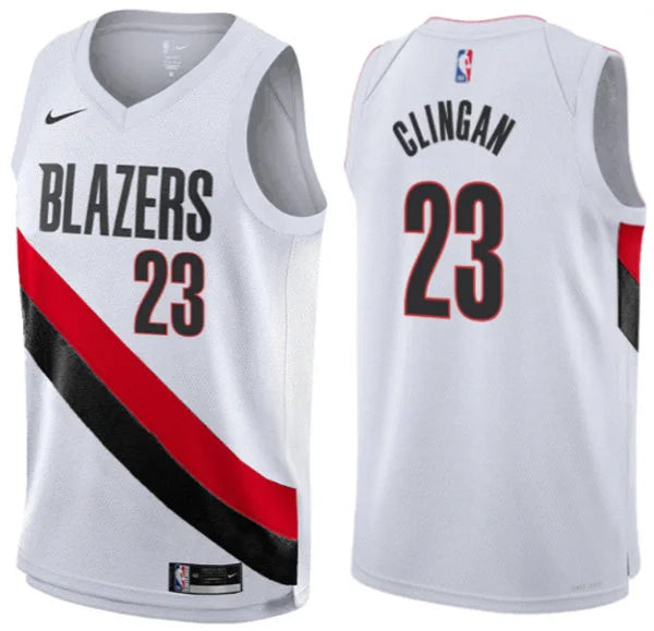 Mens Portland Trail Blazers #23 Donovan Clingan White Association Edition Swingman Jersey