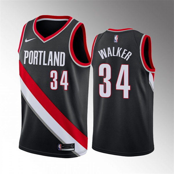 Mens Portland Trail Blazers #34 Jabari Walker Black Icon Edition Swingman Jersey
