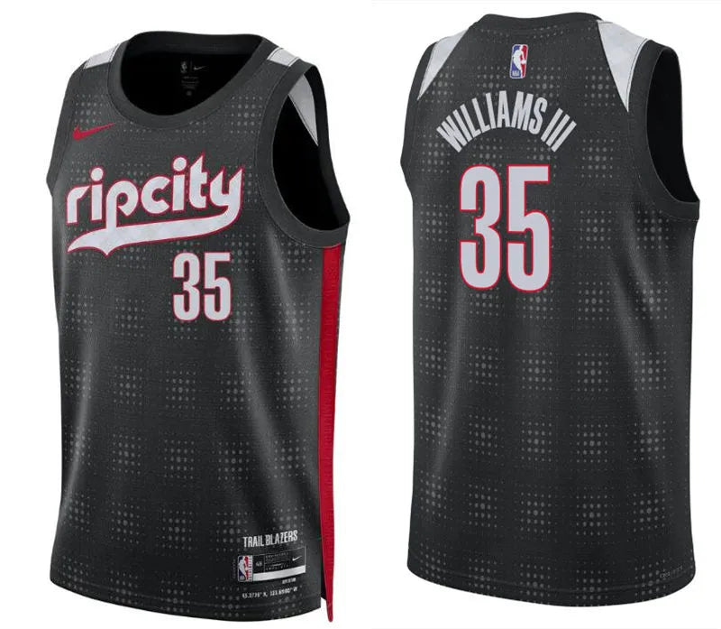Mens Portland Trail Blazers #35 Robert Williams III Black 2024-25 City Edition Swingman Jersey