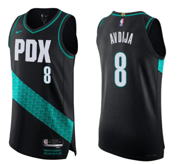 Mens Portland Trail Blazers #8 Deni Avdija Black 2025-26 City Edition Swingman Jersey