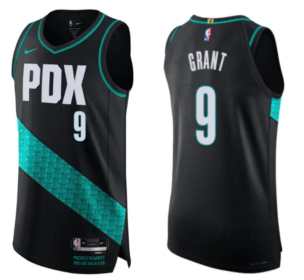 Mens Portland Trail Blazers #9 Jerami Grant Black 2025-26 City Edition Swingman Jersey