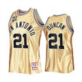 Men’s San Antonio Spurs #21 Tim Duncan Gold Retro Hardwood Classics 50th Anniversary Jersey