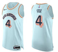 Mens San Antonio Spurs #4 De’Aaron Fox Light Blue 2024-25 City Edition Jersey