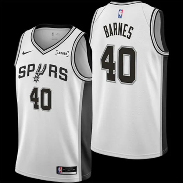 Men’s San Antonio Spurs #40 Harrison Barnes White Association Edition Swingman Jersey
