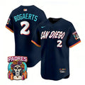 Men’s San Diego Padres #2 Xander Bogaerts Navy 2026 City Connect Stitched Jersey-Button Up
