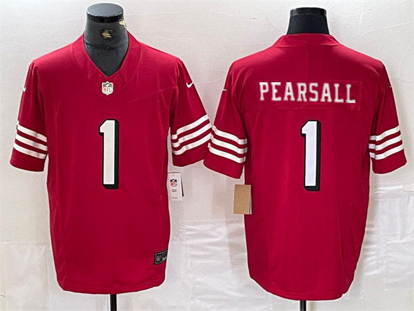 Mens San Francisco 49ers #1 Ricky Pearsall Nike Scarlet Alternate 2023 F.U.S.E. Vapor Limited Jersey