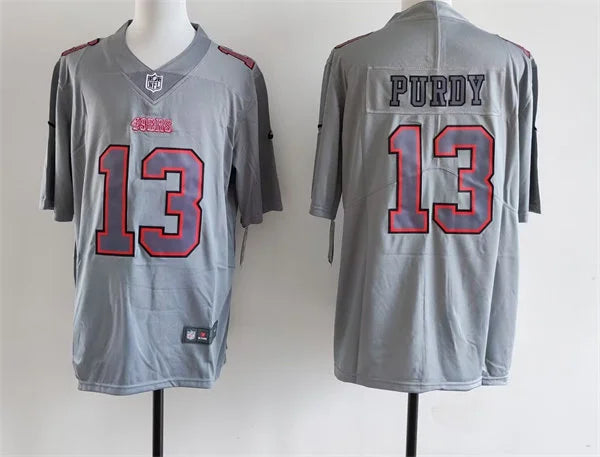 Mens San Francisco 49ers #13 Brock Purdy Nike Gray Atmosphere Fashion Game Jersey