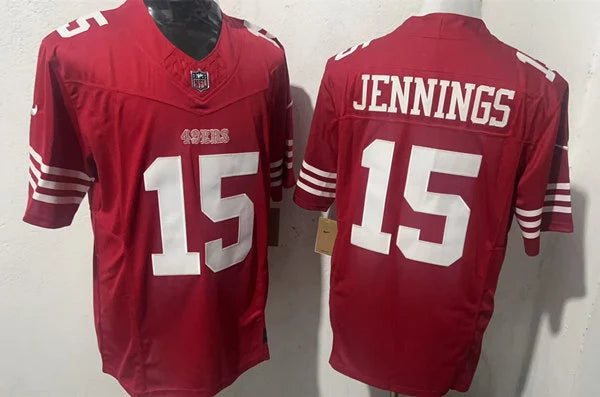 Mens San Francisco 49ers #15 Jauan Jennings Nike Scarlet Vapor Limited Player Jersey