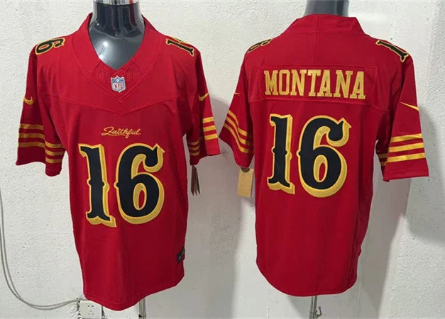 Mens San Francisco 49ers #16 Joe Montana Rivalry Collection F.U.S.E. Limited Jersey Red
