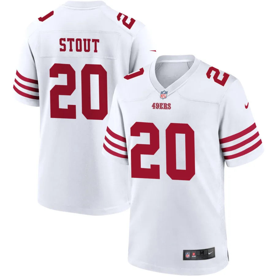 Mens San Francisco 49ers #20 Upton Stout Nike Home White F.U.S.E. Vapor Limited Jersey