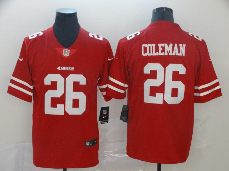 Men’s San Francisco 49ers #26 Tevin Coleman Nike Scarlet Vapor Limited Player Jersey
